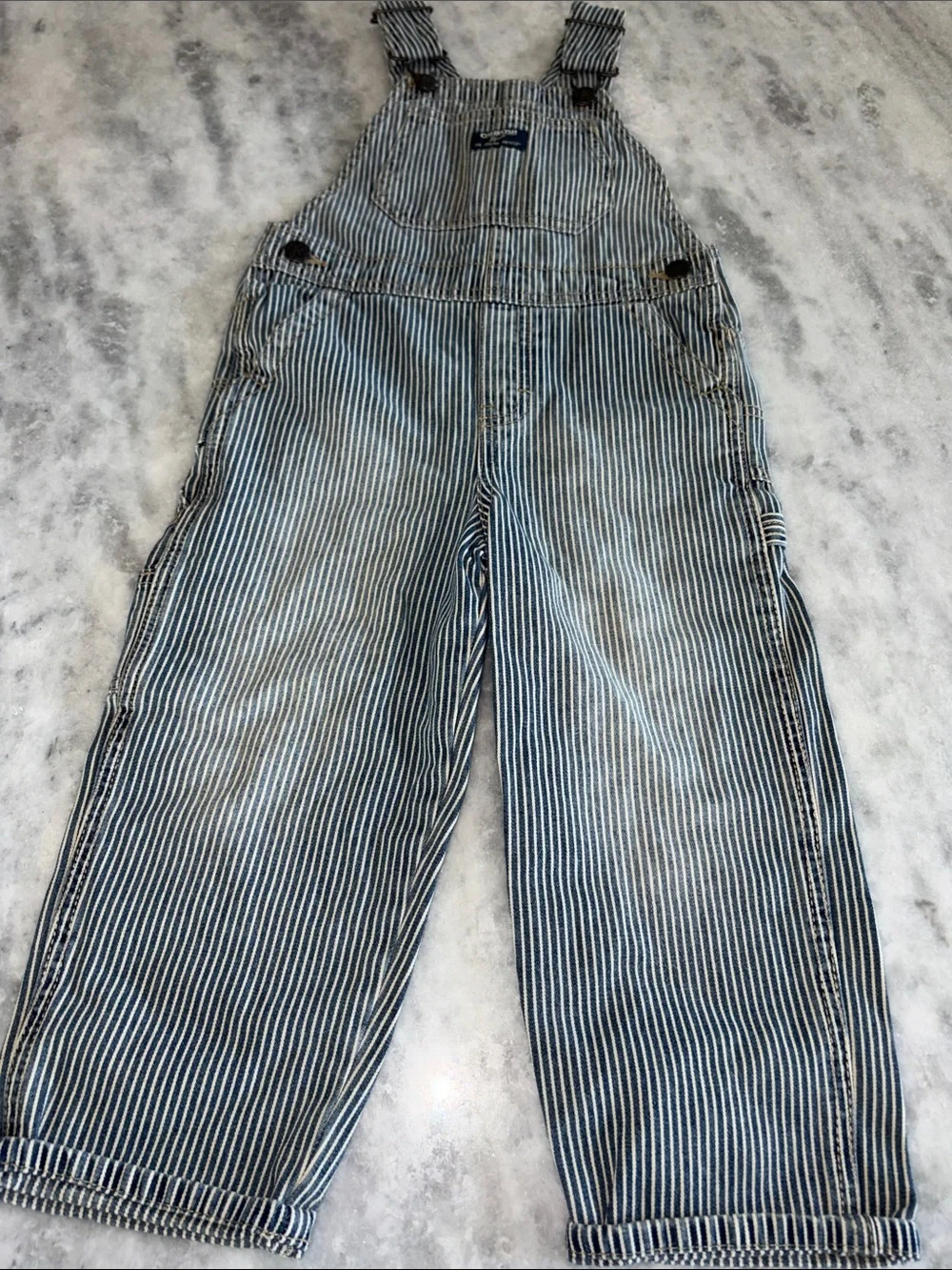 OshKosh B'gosh Blue and White Striped Kids Overalls
